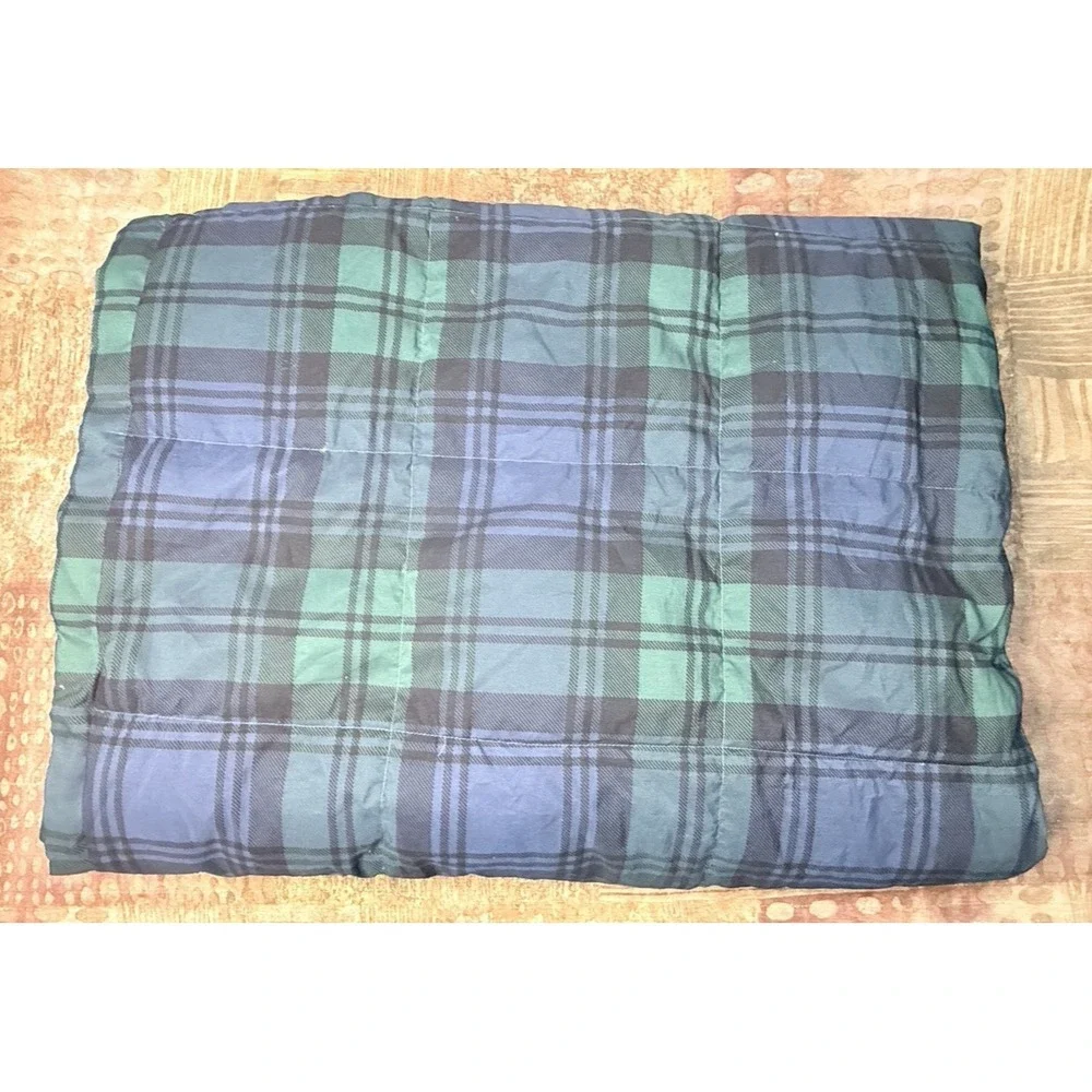 Hollander Throw Blanket Black Watch Plaid Down Feather Puffer Baffle Box